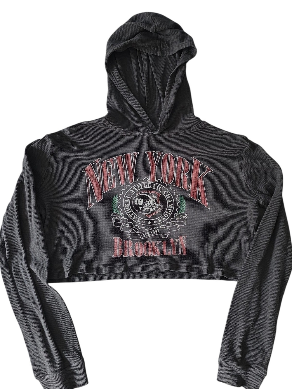Forever 21 NYC Brooklyn Cropped Graphic Hoodie Size Small